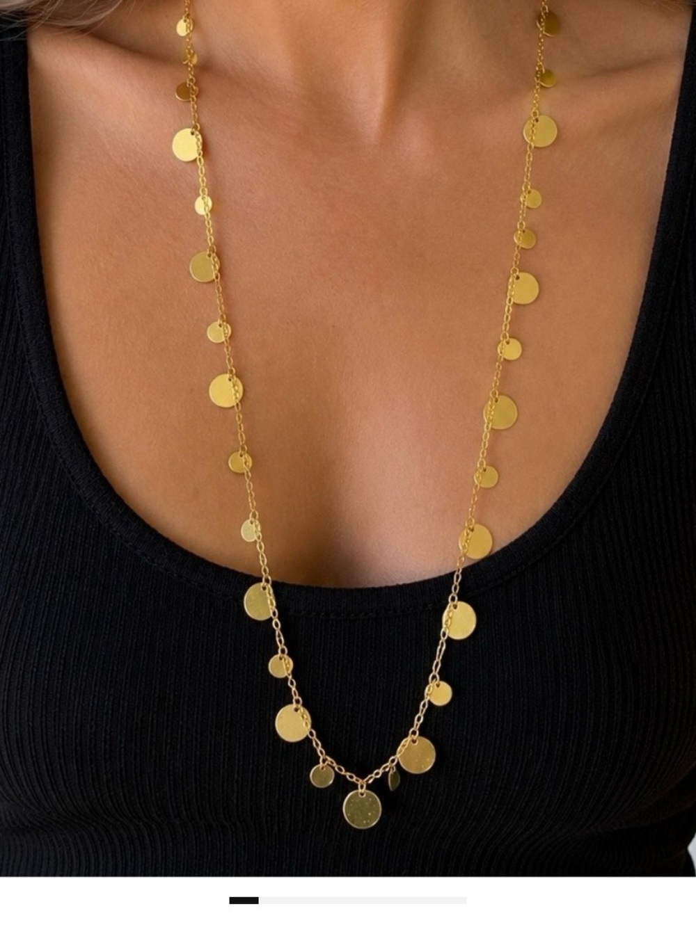 Lia Sophia Gold Disc Long Layered Necklace